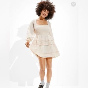 AE Long-Sleeve Smocked Mini Dress